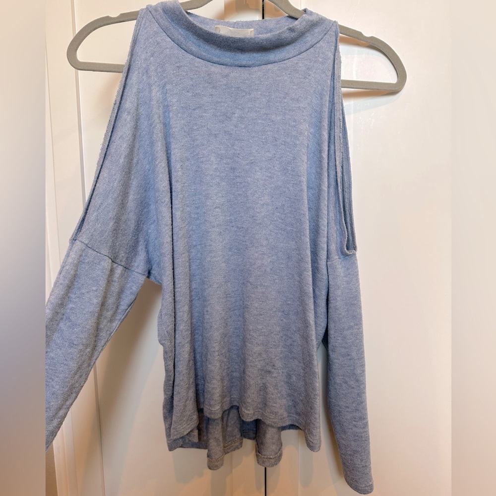 Blue Cold Shoulder Top